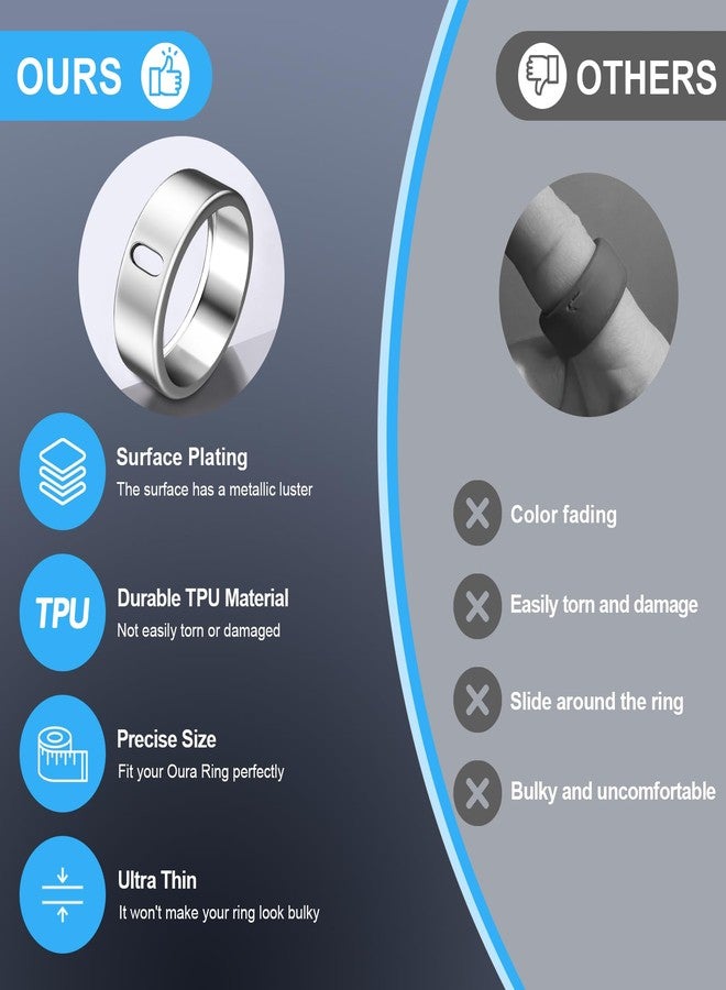 ZOOROO 5 Pack Cover Compatible with Oura Ring Gen 4/Oura Ring Gen 3/3 Horizon, Surport Charging with Cover on, Anti-Scratch TPU Protector for Women Men (Clear+Silver+Black+Gold+Rosegold, Size 7) - Image 4